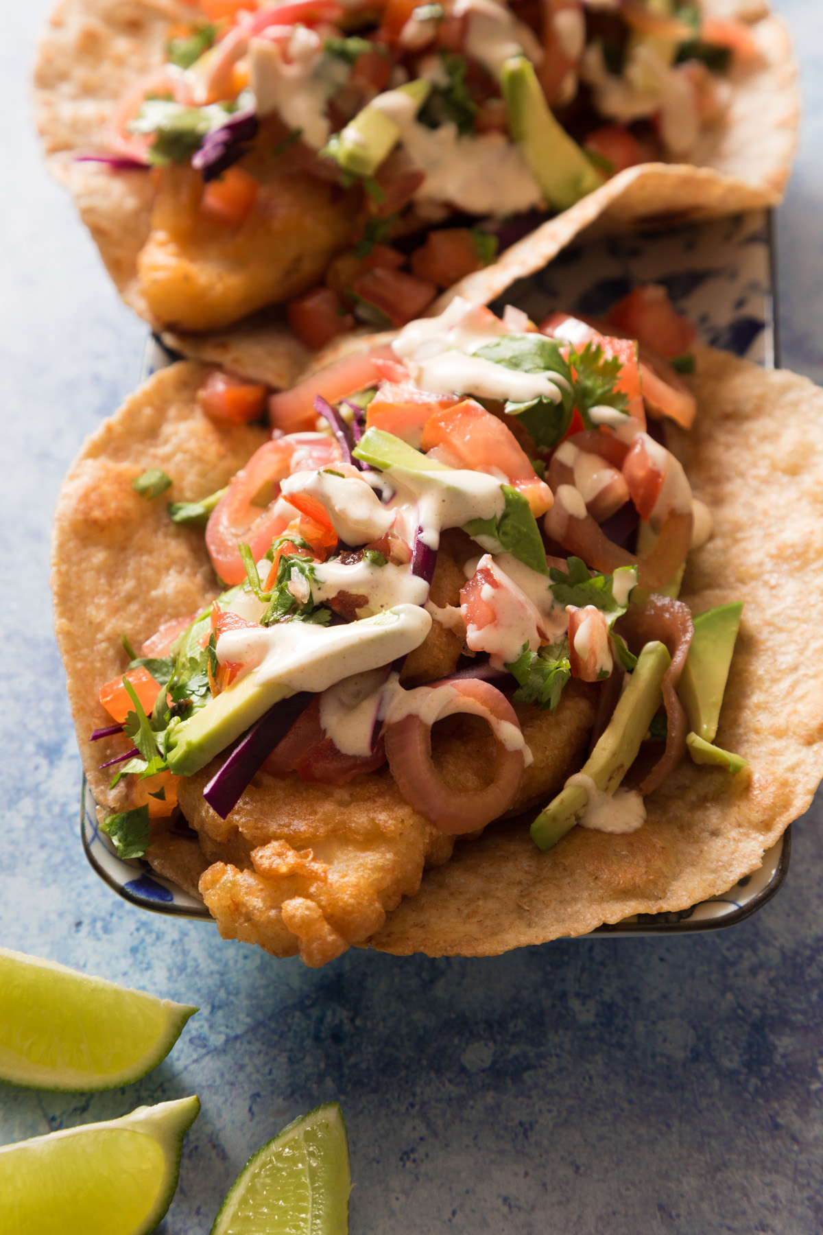 Baja Fish Tacos with white sauce